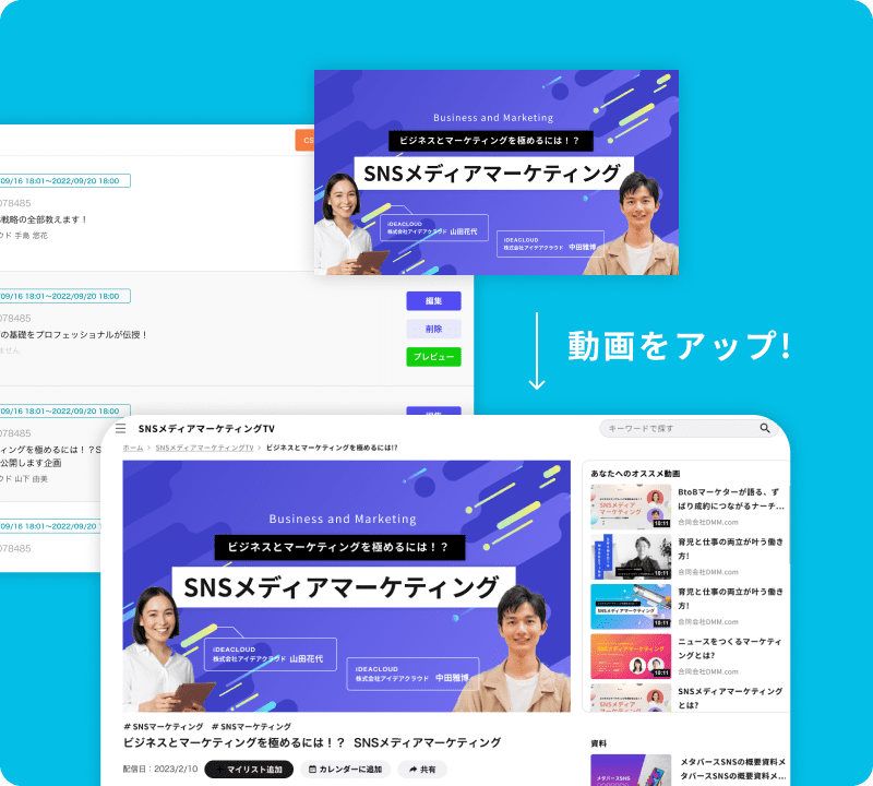 動画をアップロードするだけでメディアが完成